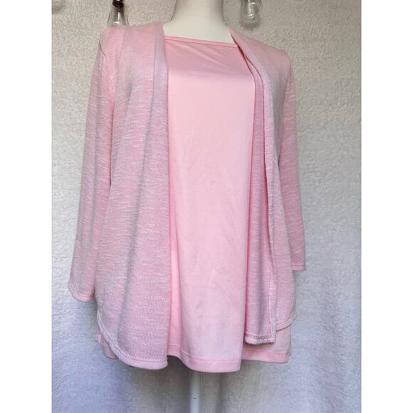 Time and Tru Pink Cardigan & Tank Top Set Women's Large - Picture 4 of 8